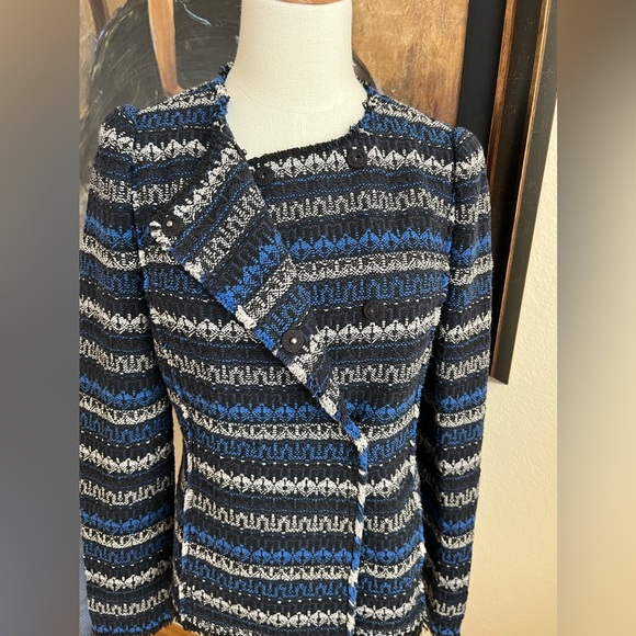 Rebecca Taylor Blue Black Convertible Blazer Size 6 - Picture 1 of 9